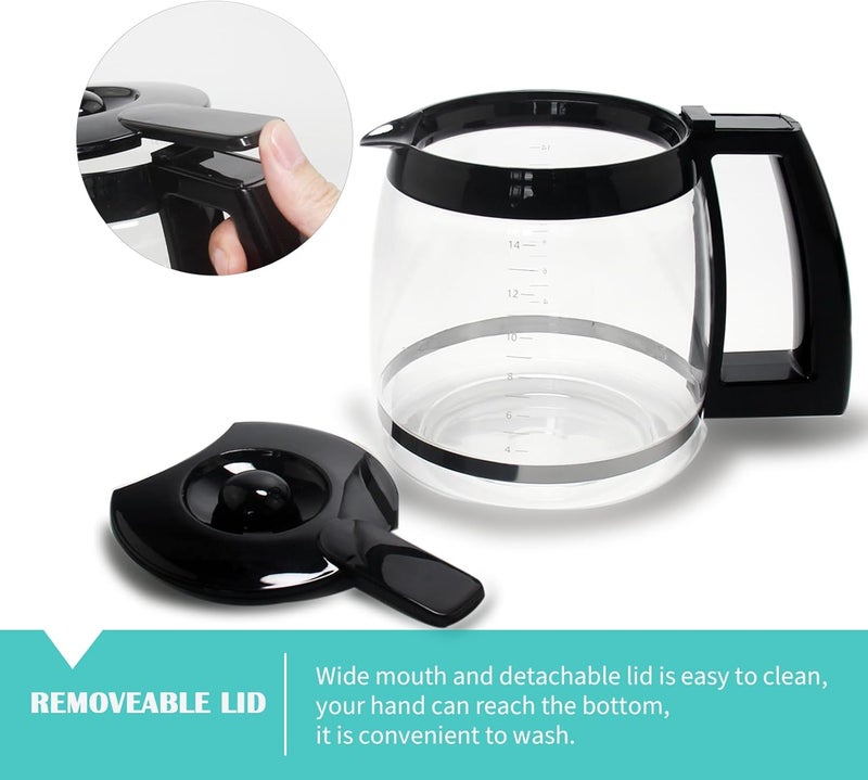 Sendextra 14-Cup Glass Replacement Coffee Carafe Compatible with Cuisinart Coffee Maker Models DCC-2200, DCC-2600, DCC-2800, DCC-3200, and DCC-3200P1, Coffee Pot Decanter Pitcher, Black Handle - Image 2